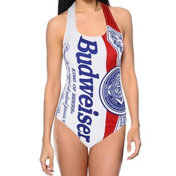 vintage budweiser one piece bathing suit